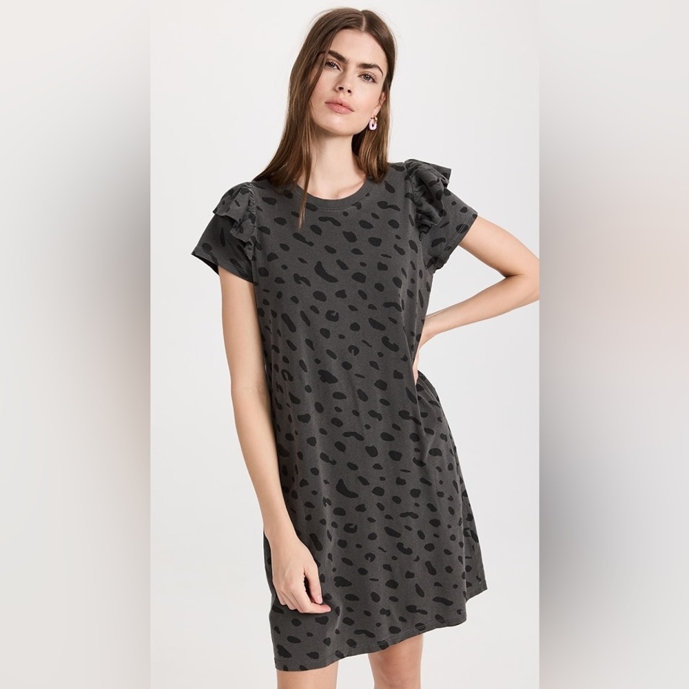 Anthropologie Clare V. Charlotte Ruffle T-Shirt “faded jaguar” Dress